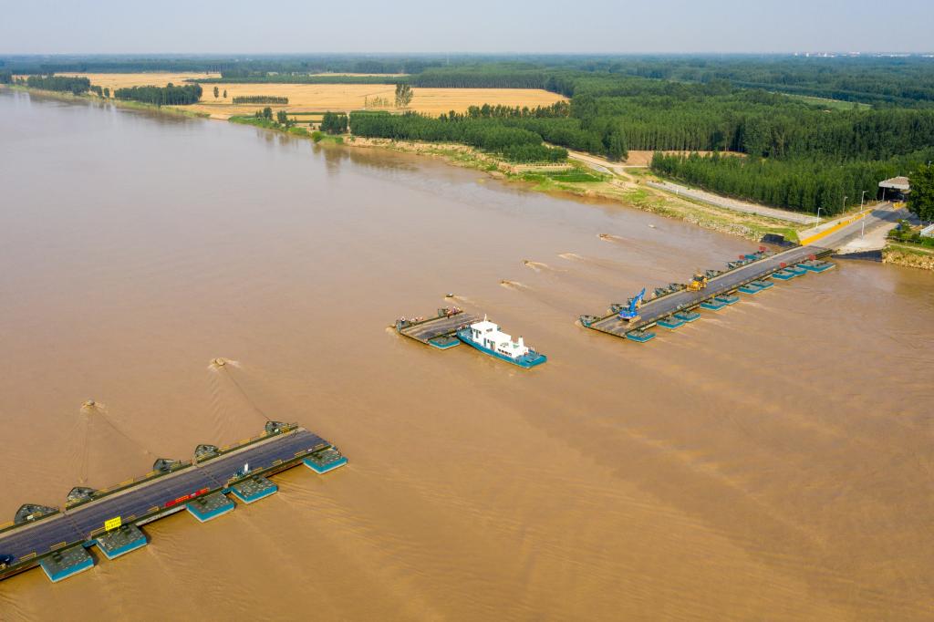 山東:黃河調水調沙 拆除浮橋迎汛