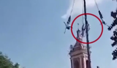 意外！墨西哥雜技演員因安全繩斷裂半空摔落